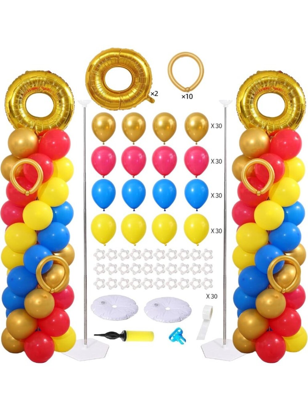 Cartoon Hedgehog Balloon Column Kit - 2 Sets, 130PCS Colorful Balloons for